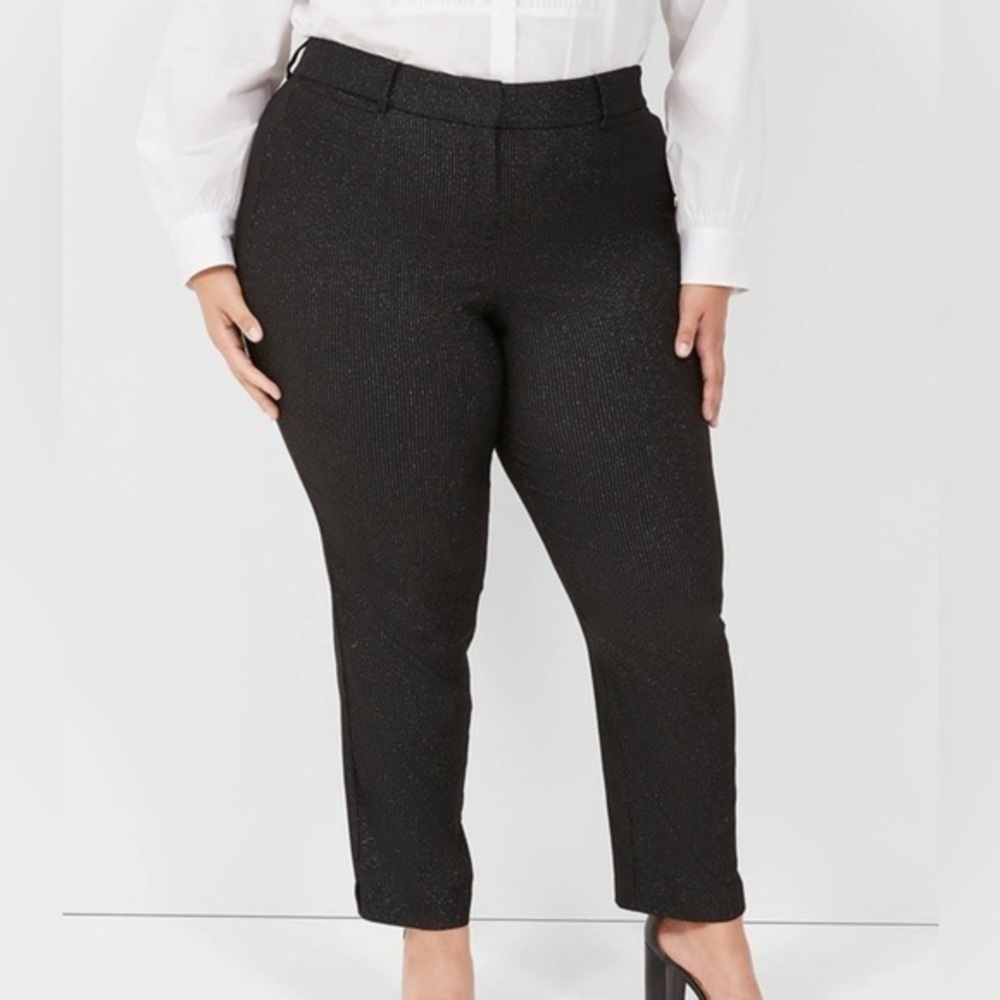 Lane Bryant Lurex Slim Ankle 4-Season Pant Black Sparkle